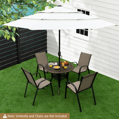 Patio Round/Square Aluminium Dining Table with Umbrella Hole-Round
