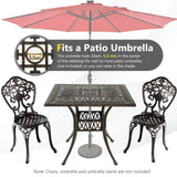35.4 Inch Aluminum Patio Square Dining Table with Umbrella Hole-Bronze