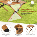 Folding Lightweight Aluminum Camping Table with Wood Grain-M