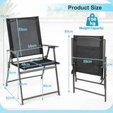 2 Pieces Patio Folding Chairs with Armrests for Deck Garden Yard-Black & Gray