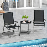 2 Pieces Patio Folding Chairs with Armrests for Deck Garden Yard-Black & Gray