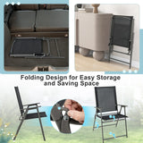 2 Pieces Patio Folding Chairs with Armrests for Deck Garden Yard-Black & Gray