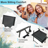 2 Pieces Patio Folding Chairs with Armrests for Deck Garden Yard-Black & Gray