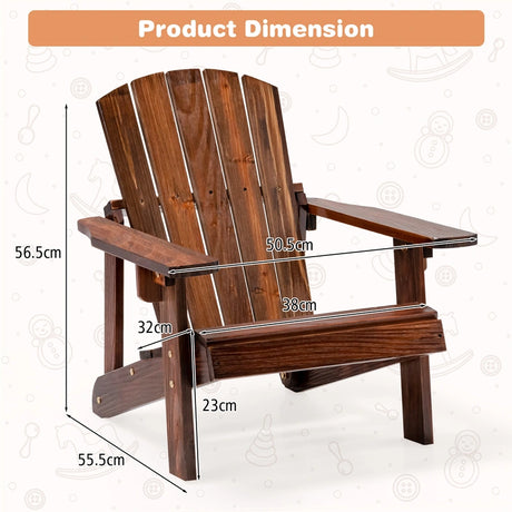 Kid's Adirondack Chair with High Backrest and Arm Rest-Coffee