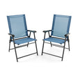 2-Piece Patio Folding Chairs with Weather-resistant Fabric for Garden