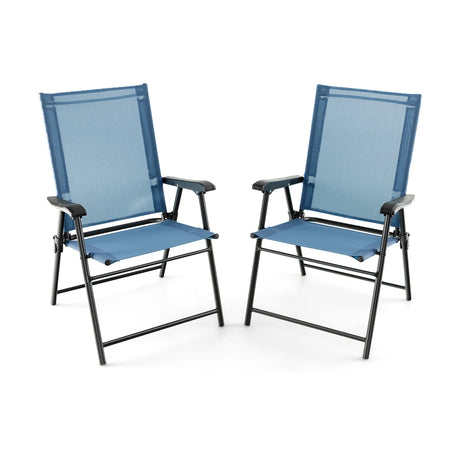 2-Piece Patio Folding Chairs with Weather-resistant Fabric for Garden