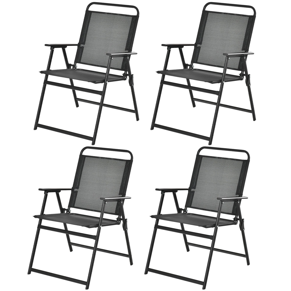 Set of 2/4/6 Outdoor Folding Chairs with Breathable Seat-Set of 4