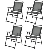 Set of 2/4/6 Outdoor Folding Chairs with Breathable Seat-Set of 4