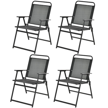 Set of 2/4/6 Outdoor Folding Chairs with Breathable Seat-Set of 4