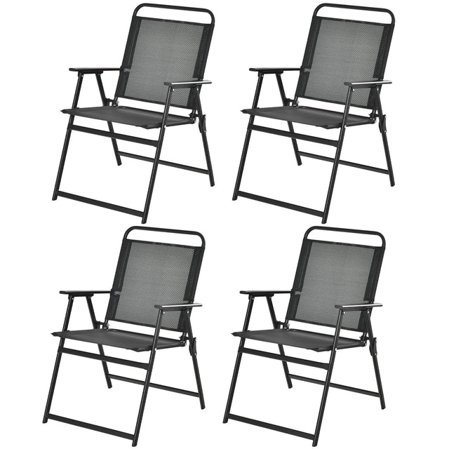 Set of 2/4/6 Outdoor Folding Chairs with Breathable Seat-Set of 4