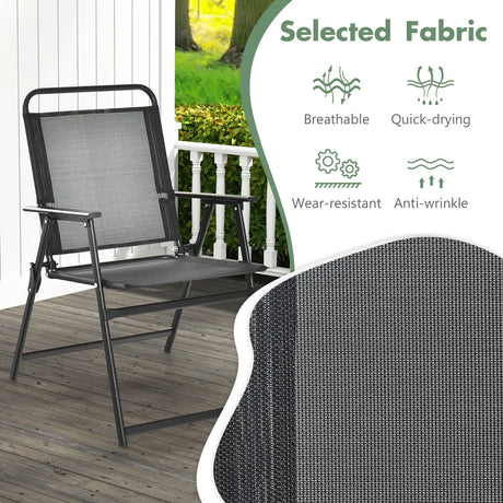 Set of 2/4/6 Outdoor Folding Chairs with Breathable Seat-Set of 4