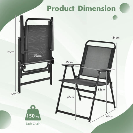 Set of 2/4/6 Outdoor Folding Chairs with Breathable Seat-Set of 4