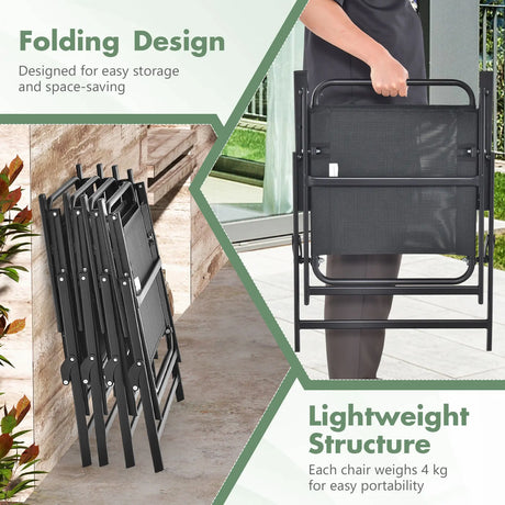 Set of 2/4/6 Outdoor Folding Chairs with Breathable Seat-Set of 4