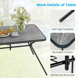 49 Inch Patio Rectangle Dining Table with Umbrella Hole-Gray