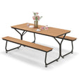 6 Feet Outdoor Picnic Table Bench Set for 6-8 People-Brown