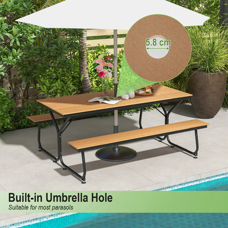 6 Feet Outdoor Picnic Table Bench Set for 6-8 People-Brown