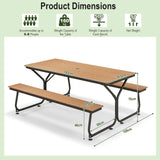 6 Feet Outdoor Picnic Table Bench Set for 6-8 People-Brown