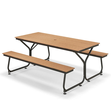 6 Feet Outdoor Picnic Table Bench Set for 6-8 People-Brown