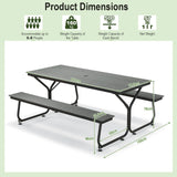 6 Feet Outdoor Picnic Table Bench Set for 6-8 People-Gray