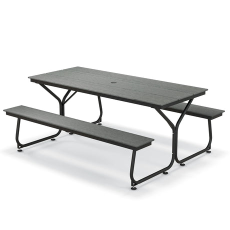 6 Feet Outdoor Picnic Table Bench Set for 6-8 People-Gray