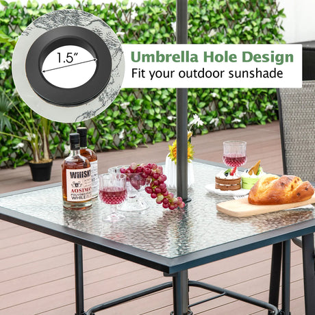 35 x 35 Inch Patio Dining Table with 1.5" Umbrella Hole (Umbrella NOT Included)