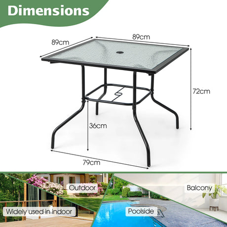 35 x 35 Inch Patio Dining Table with 1.5" Umbrella Hole (Umbrella NOT Included)