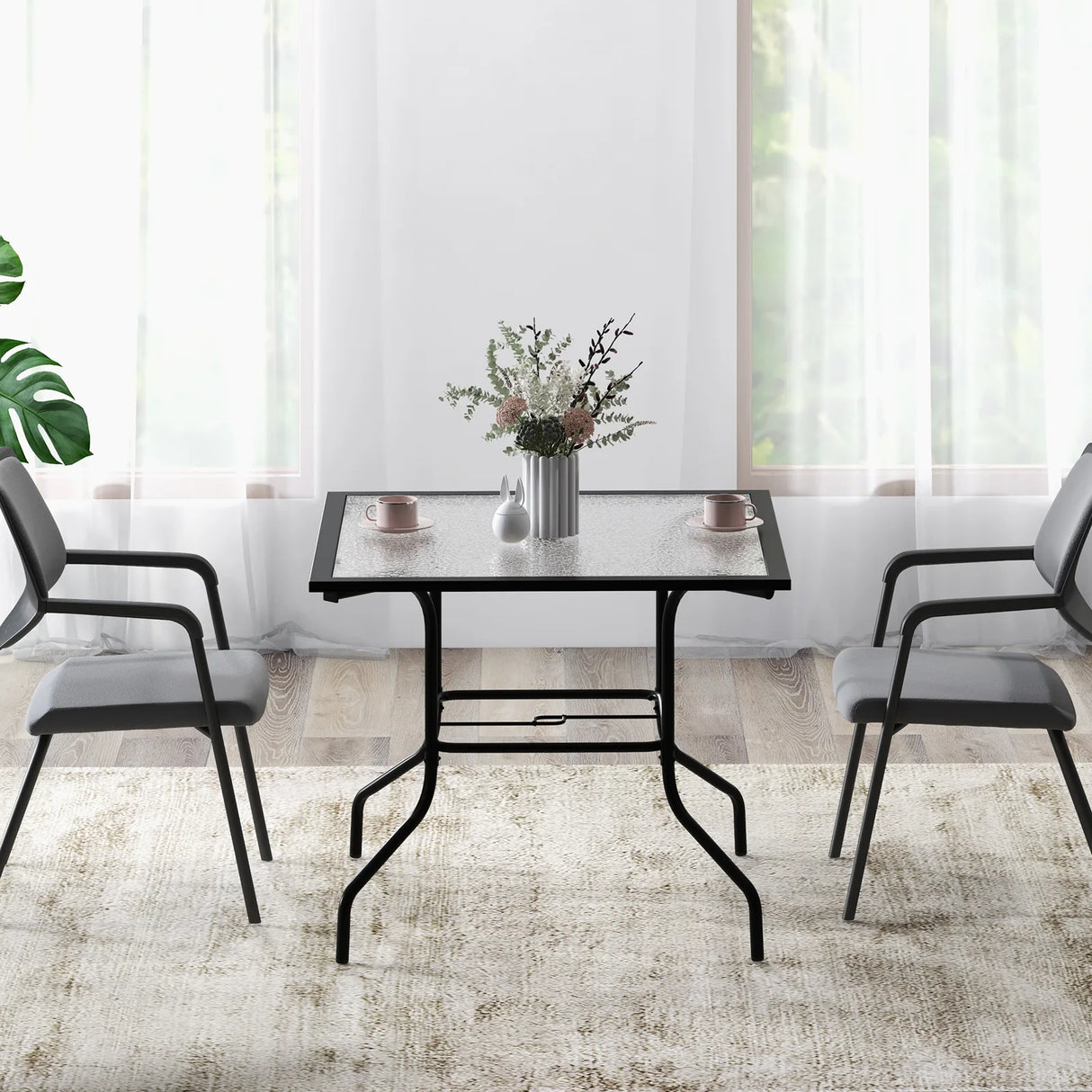 35 x 35 Inch Patio Dining Table with 1.5" Umbrella Hole (Umbrella NOT Included)