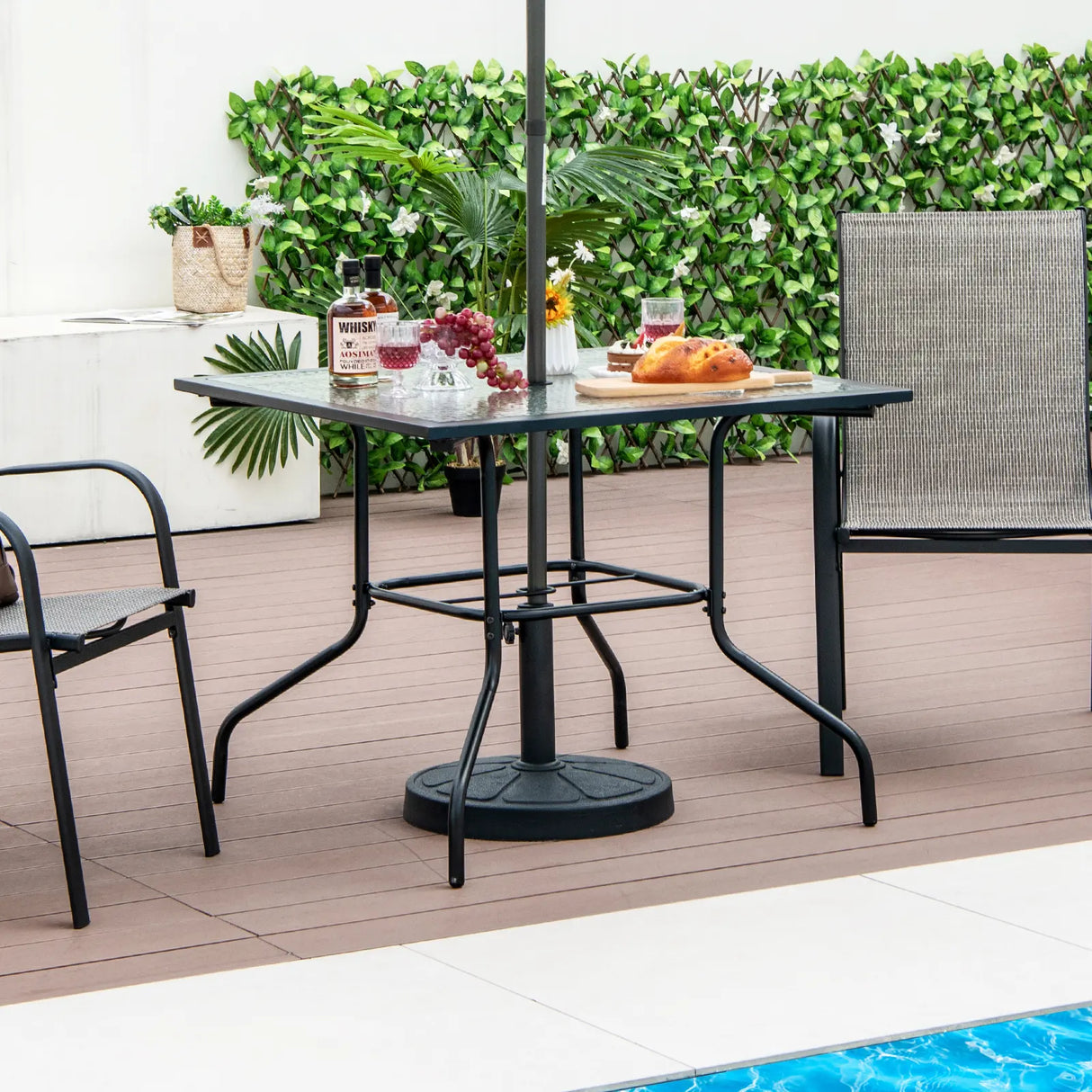 35 x 35 Inch Patio Dining Table with 1.5" Umbrella Hole (Umbrella NOT Included)