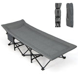 Folding Camping Cot with Carry Bag Cushion and Headrest-Gray