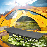 Folding Camping Cot with Carry Bag Cushion and Headrest-Gray