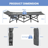 Folding Camping Cot with Carry Bag Cushion and Headrest-Gray