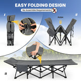 Folding Camping Cot with Carry Bag Cushion and Headrest-Gray