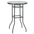 38 Inch Patio Bar Table with Tempered Glass Tabletop