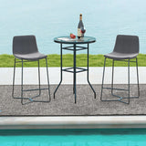 38 Inch Patio Bar Table with Tempered Glass Tabletop