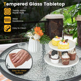 38 Inch Patio Bar Table with Tempered Glass Tabletop