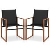 Outdoor Dining Chairs with Breathable Seat and Backrest Set of 2-Black