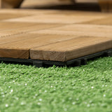 Outsunny 27 Pcs Wooden Interlocking Decking Tiles, Outdoor Flooring Tiles for Patio, Balcony, Terrace, Hot Tub, 30 x 30 cm per Piece, 2.5 per Pack, Brown