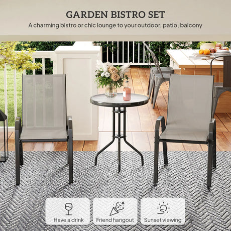 Outsunny Three-Piece Outdoor Garden Set - Light Grey