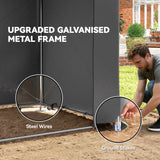 Outsunny 8 x 6 ft Outdoor Garden Storage Shed, Waterproof Bike Tent with Roll-Up Zipper Door