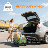 Outsunny 62L Festival Trolley on Wheels, Garden Folding Trolley Cart, 120kg Heavy Duty Collapsible Folding Wagon with Adjustable Handle and Carrying Bag for Beach, Camping, Festival, Green