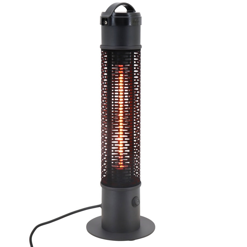 Outsunny Table Top Patio Tower Heater with Cool Touch Felt Mesh Cover, 1.2kW Infrared Outdoor Electric Heater with IP54 Rated Weather Resistance, Tip Over Safety Switch, 1.8 m Power Cord, Φ20 x 65 cm