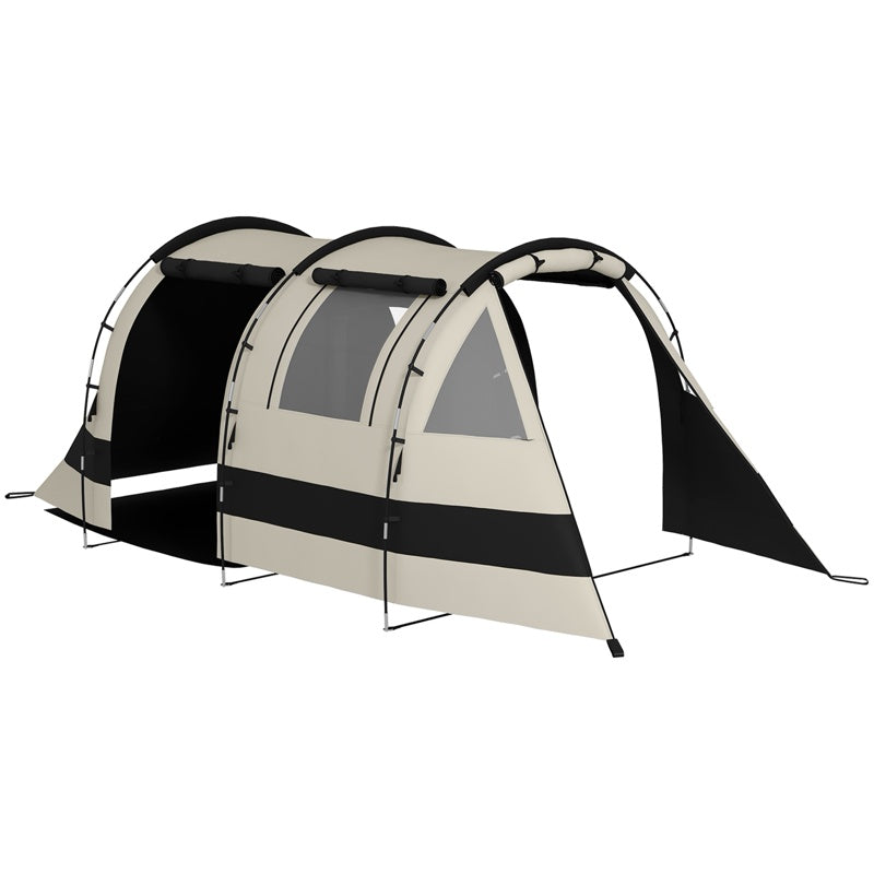 Outsunny Four Man, Two Room Blackout Tent, with Accessories - Khaki