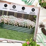 Outsunny Galvanised Raised Garden Bed, Metal Planter Box with Safety Edging, for Flowers, Herbs, Succulents, Pack of 2, Green