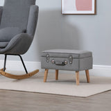 HOMCOM Elegant Velvet Footstool Pouffe Storage Trunk Stool Wood Legs Foot Pads Home Bedroom Hallyway Unique Storage Grey