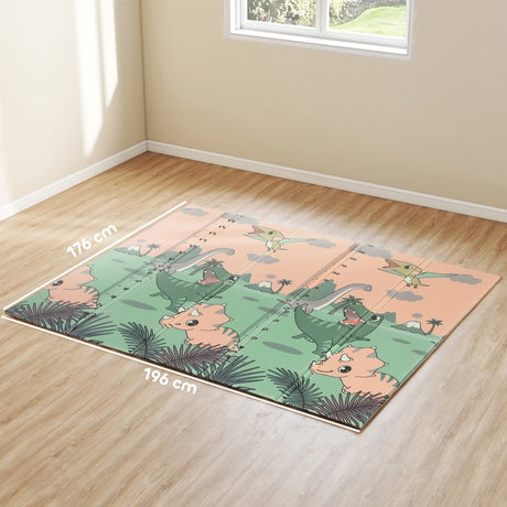 AIYAPLAY Baby Play Mat, Double Sideded Foldable Kids Crawling Mat, Reversible & Waterproof, Dinosaur