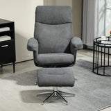 HOMCOM Velvet-Feel Recliner Chair and Ottoman - Dark Grey