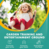 AIYAPLAY 10-Piece Zip Line Kit for Kids with 10m Slackline, Monkey Bars, Swing, Climbing Ladder, Hanging Tray, Metal Rings