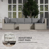 Outsunny Seven-Piece Modular Rattan Set - Light Brown