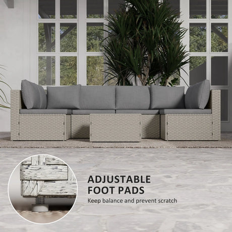 Outsunny Seven-Piece Modular Rattan Set - Light Brown