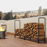 Outsunny Firewood Rack with Waterproof Cover, Heavy Duty Metal Log Store Indoors, Log Storage Holder for Outdoor Indoor Fireplace, 200 x 36 x 99 cm, Dark Green